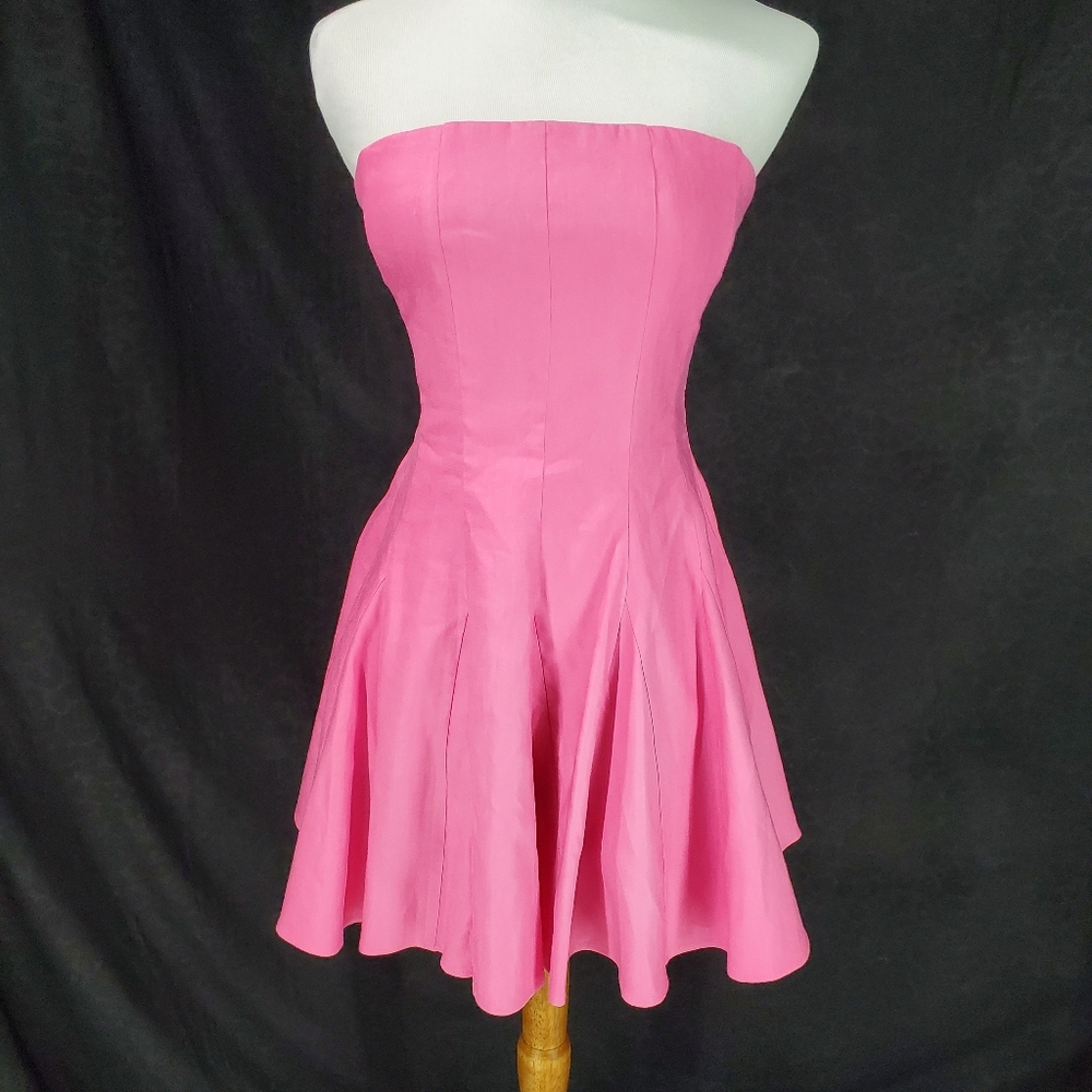 Milly Cameron Solid Linen Strapless Dress size 2 Pink Party Legally Blonde - Picture 6 of 15